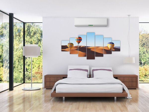 Obraz - létající balóny v poušti (210x100 cm)