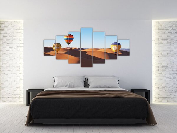 Obraz - létající balóny v poušti (210x100 cm)