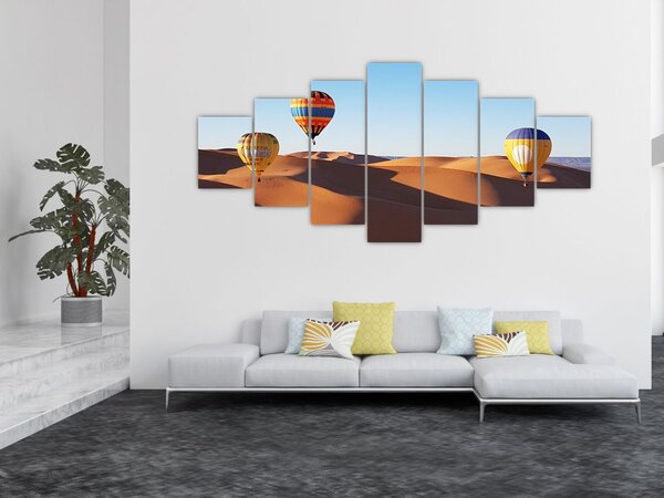 Obraz - létající balóny v poušti (210x100 cm)