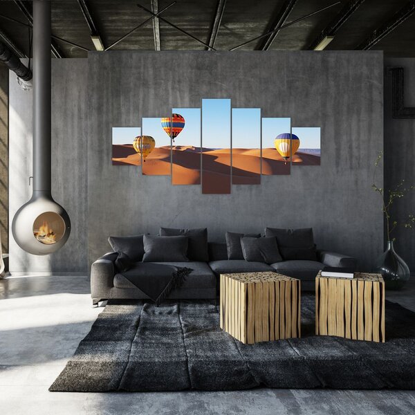 Obraz - létající balóny v poušti (210x100 cm)