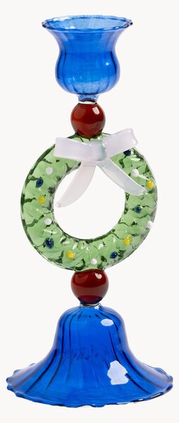 Ručně foukaný skleněný svícen Wreath