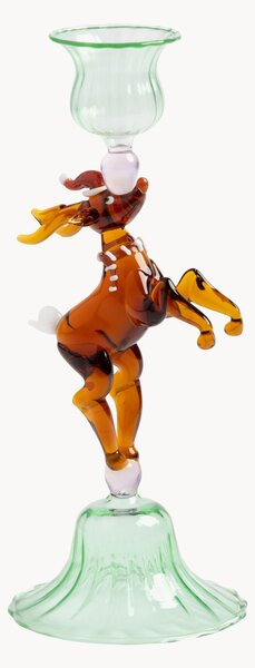 Ručně foukaný skleněný svícen Reindeer