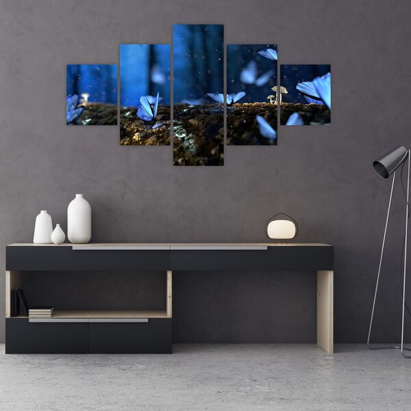 Obraz modrých motýlů (125x70 cm)