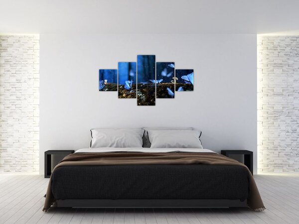 Obraz modrých motýlů (125x70 cm)