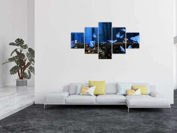 Obraz modrých motýlů (125x70 cm)