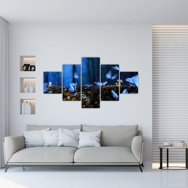 Obraz modrých motýlů (125x70 cm)