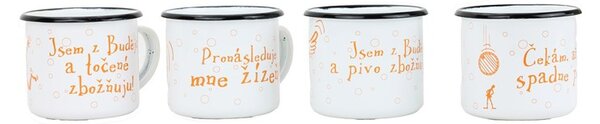 BELIS Smaltovaný hrnek 8 cm/0,35l, bílý "točené" v krabičce