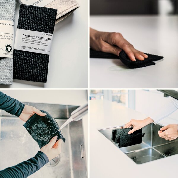 Nordesign Přírodní houbová utěrka Black - 2 ks NRD101
