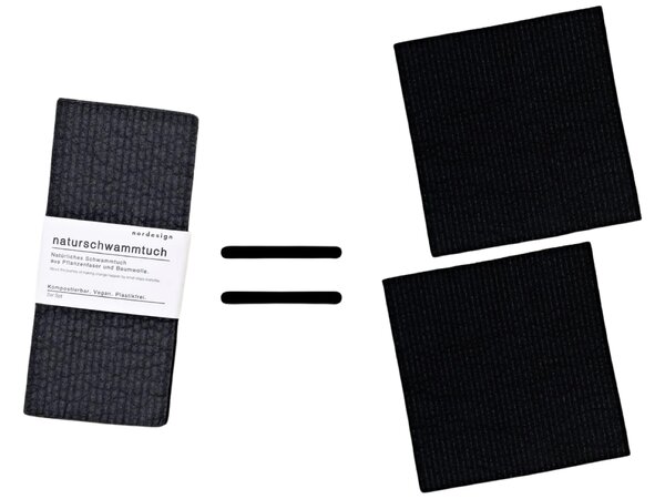 Nordesign Přírodní houbová utěrka Black - 2 ks NRD101