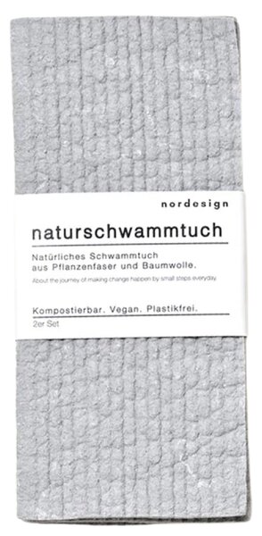 Nordesign Přírodní houbová utěrka Grey - 2 ks NRD102