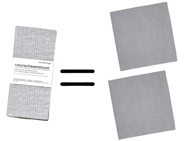 Nordesign Přírodní houbová utěrka Grey - 2 ks NRD102