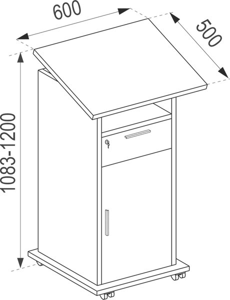 STŮL PRO PRÁCI VE STOJE, bílá, medový dub, 60/50/108,3 cm MID.YOU - Kancelářské stoly, Online Only