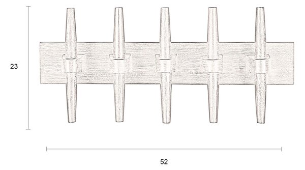 -25 % Dny MOMENTI– Hnědý dřevěný nástěnný věšák DUTCHBONE JAKUB 23 x 52 cm