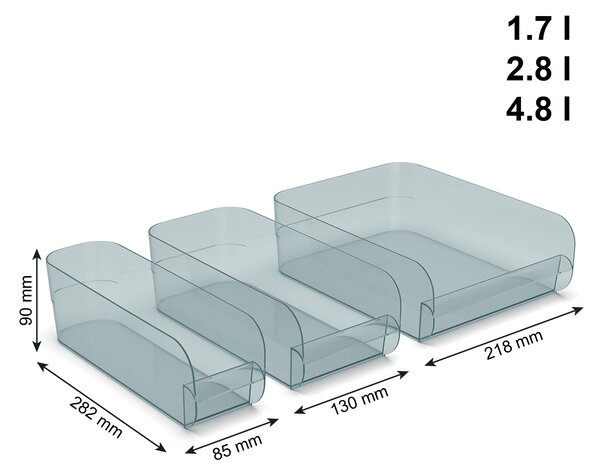 Sada 3ks organizérů do vestavné lednice, ROTHO LISKAMM 44 x 28 x 9 cm