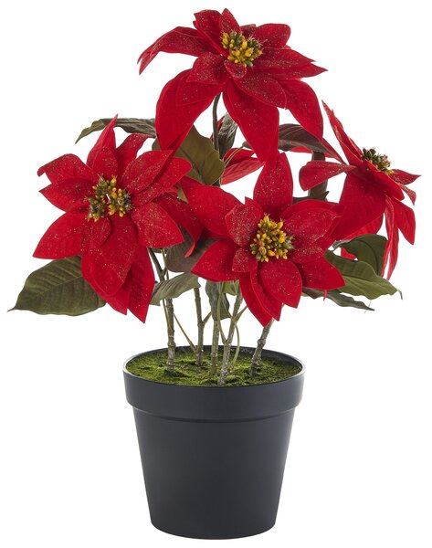 Umělá rostlina CHRISTMAS FLOWER 61 cm Červená