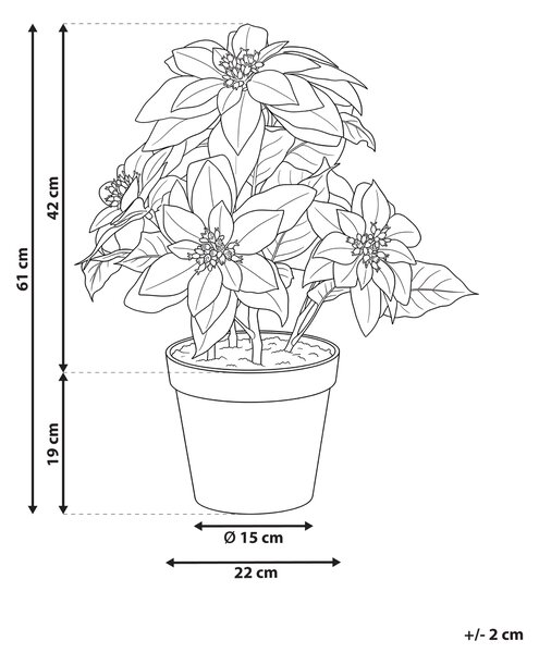 Umělá rostlina CHRISTMAS FLOWER 61 cm Červená
