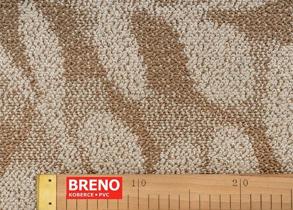 Breno Metrážový koberec LEAVES 68 béžové listy, šíře 400 cm, Béžová
