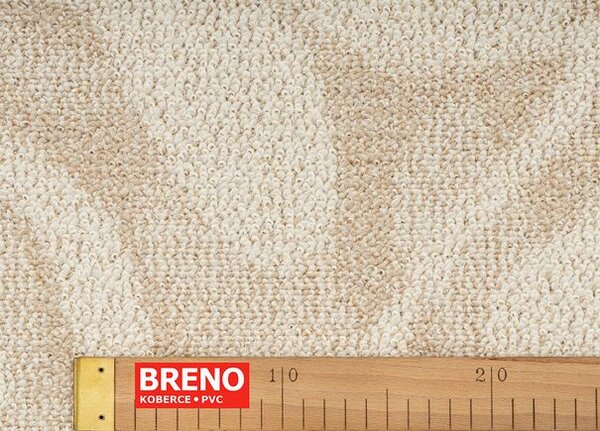 Breno Metrážový koberec LEAVES 60 béžové listy, šíře 400 cm, Béžová