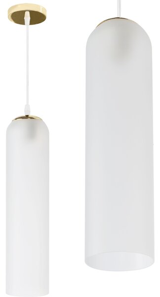 Toolight - Skleněná závěsná lampa APP665-1CP, bílá-zlatá, OSW-04661