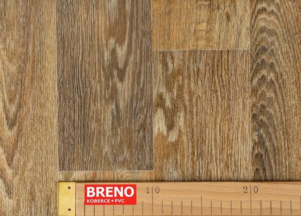 Breno PVC SUPERTEX Camargue 754 – tmavé dřevo, šíře 300 cm