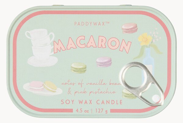 Vonná svíčka v plechovce Macaron (jantar, pistácie)