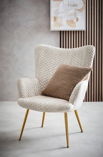 KŘESLO UŠÁK, kov, textil, béžová Ambia Home - Křesla ušáky