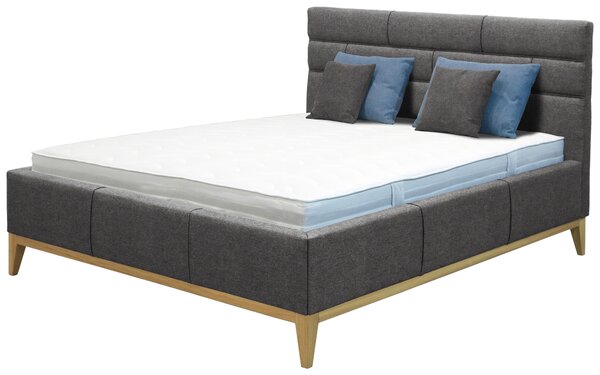 ČALOUNĚNÁ POSTEL, 180/200 cm, dřevo, plast, textil, šedá Welnova - Postele s úložným prostorem