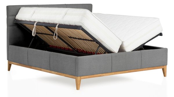 ČALOUNĚNÁ POSTEL, 180/200 cm, dřevo, plast, textil, šedá Welnova - Postele s úložným prostorem