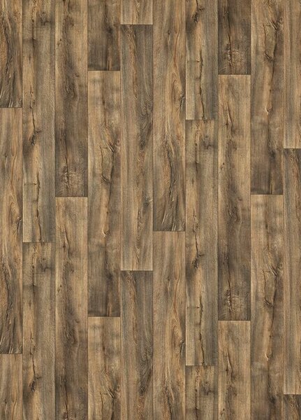 Breno PVC TOPTEX Cracked Oak 693D – tmavě hnědé dřevo, šíře 400 cm