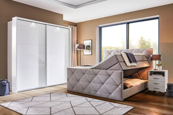 POSTEL BOXSPRING, 180/200 cm, šedá Ti'me - Postele s úložným prostorem