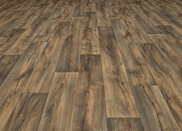 Breno PVC TOPTEX Cracked Oak 693D – tmavě hnědé dřevo, šíře 400 cm
