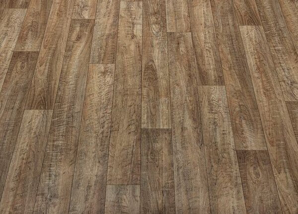 Breno PVC TRENTO Stock Oak 666M – tmavě hnědé dřevo, šíře 300 cm