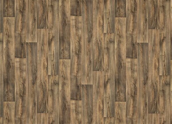 Breno PVC TOPTEX Cracked Oak 693D – tmavě hnědé dřevo, šíře 400 cm