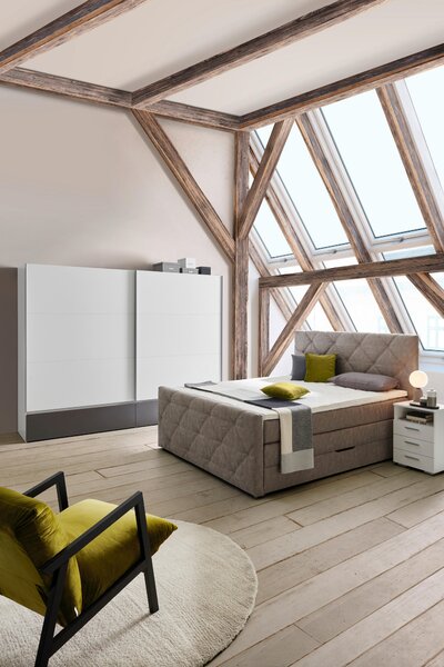 POSTEL BOXSPRING, 180/200 cm, šedá Ti'me - Postele s úložným prostorem