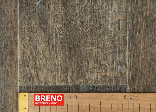 Breno PVC TOPTEX Texas Oak 620D – tmavě hnědé dřevo, šíře 500 cm