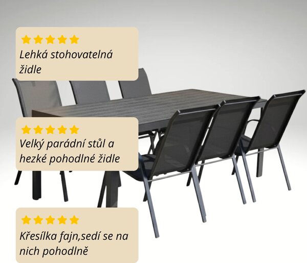 Vikio Venkovní zahradní set 205x90 pro 6 osob DK303 antracit