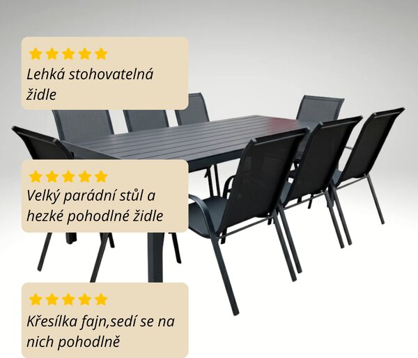 Vikio Venkovní zahradní set 205x90 pro 8 osob DK305 antracit