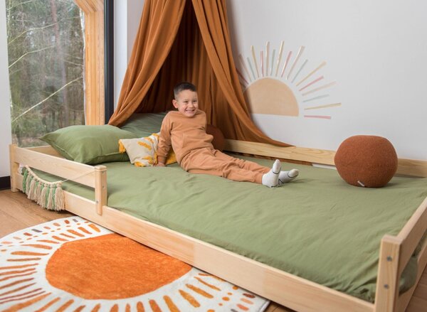 Dětská Montessori postel z masivu borovice ALICE - 200x140 cm - PŘÍRODNÍ