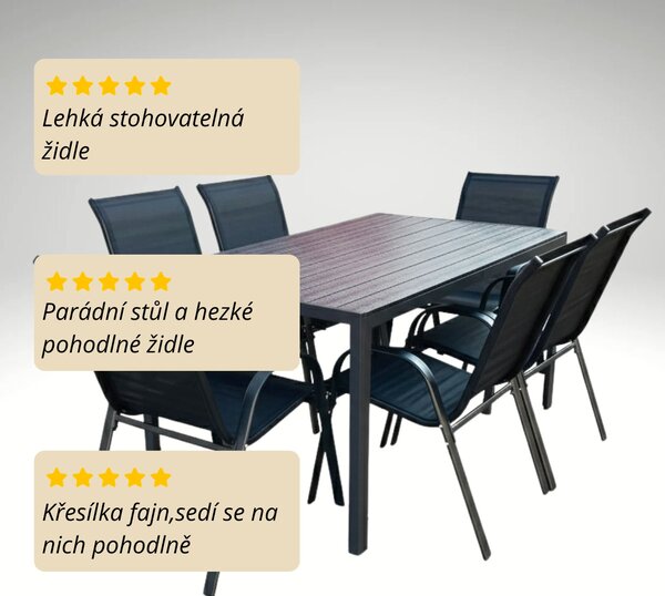 Vikio Venkovní zahradní set 150x90 pro 6 osob DK304 antracit