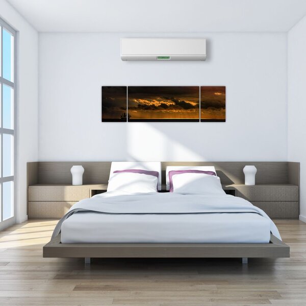 Obraz plachetnice v západu slunce (170x50 cm)