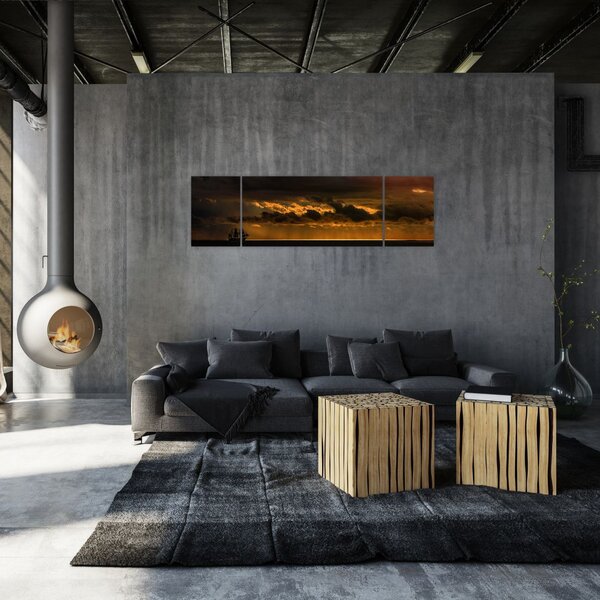 Obraz plachetnice v západu slunce (170x50 cm)