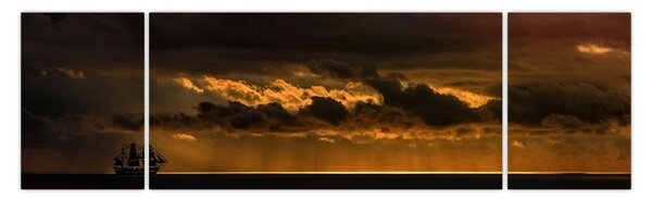 Obraz plachetnice v západu slunce (170x50 cm)