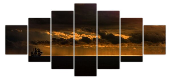 Obraz plachetnice v západu slunce (210x100 cm)