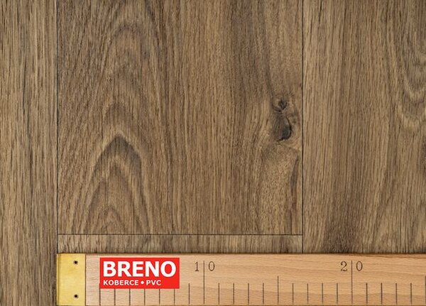 Breno PVC QUINTEX Gambel Oak 669D – tmavě hnědé dřevo, šíře 400 cm