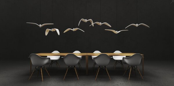 Brokis NIGHT BIRDS PENDENT EXTERIOR závěsné venkovní svítidlo A Povrch Montury: Stříbrný elox, Barva skla: Opál - opálové sklo - masiv, Barva el. vedení: Silikonový kabel - černý