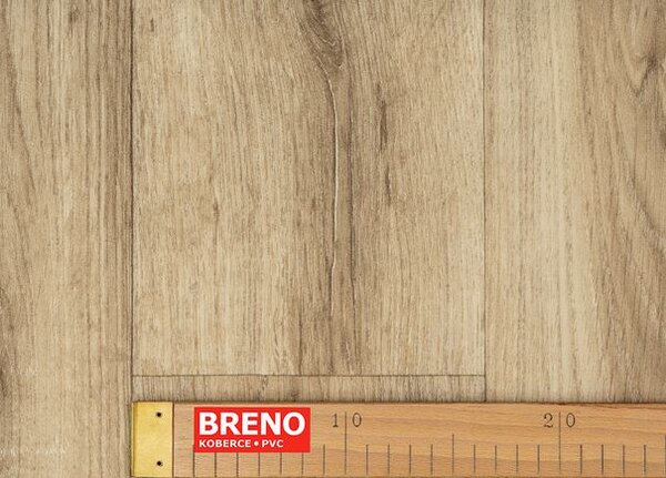 Breno PVC SUPERTEX Sorbonne 541 – hnědé dřevo, šíře 400 cm