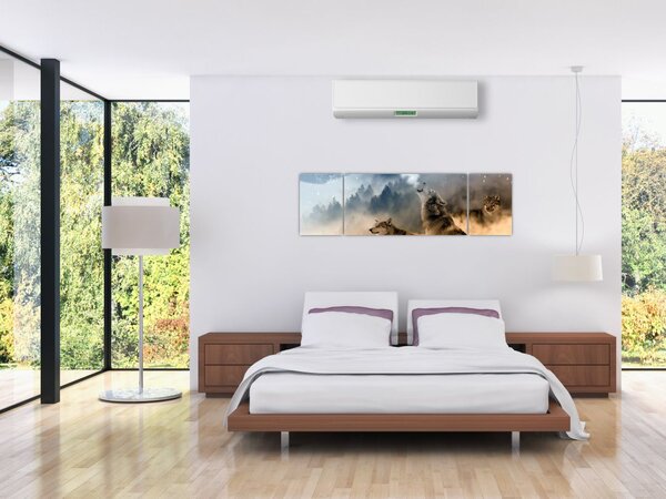Obraz - vlci vyjící na měsíc (170x50 cm)
