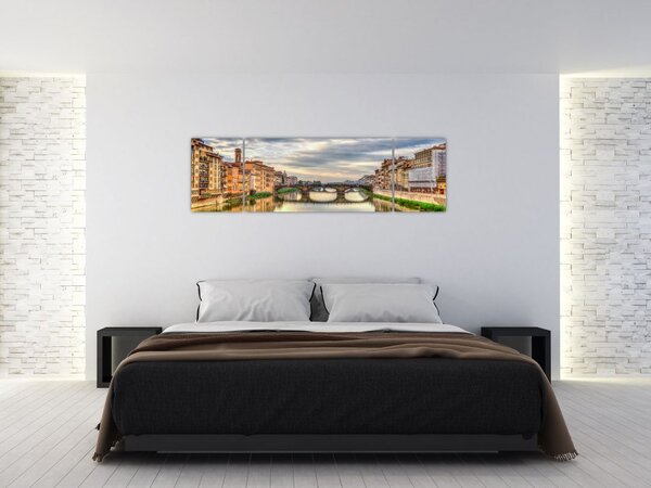 Obraz města s řekou (170x50 cm)