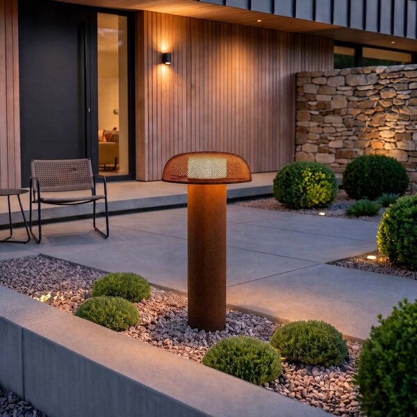 Lucande LED osvětlení cesty MAILE, 80 cm, rezavá barva, IP65, Hnědá / rez, Hliník, Design