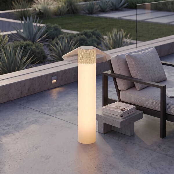 Lucande LED terasové svítidlo ZAMIRAS, 110 cm, stříbrné, IP65, Hliník / šedá / zinek, Hliník, Design